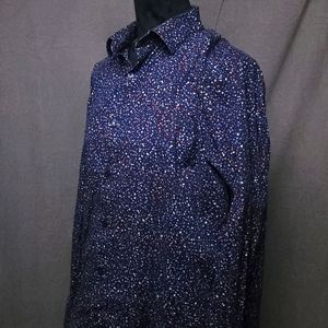 Denim & Flower XL Men's Navy Floral Dress Shirt